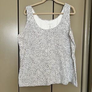 Addition Elle White Scoop Neck Tank with Black Dot Print